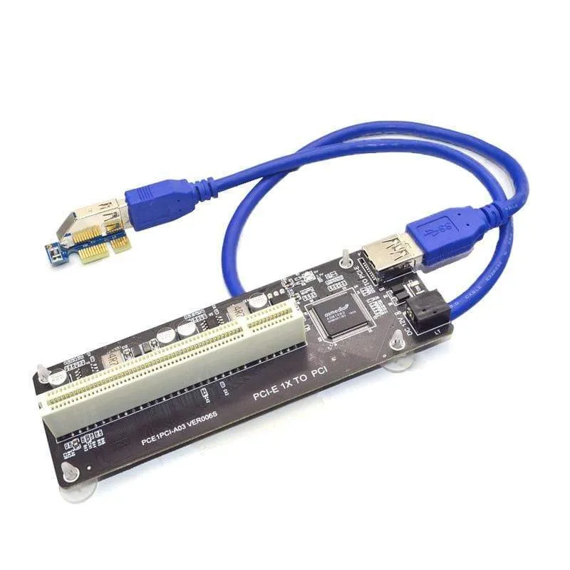 PCIE PCI-E PCI Express X1 zu PCI Riser-Karte Buskarte Hocheffizienter Adapterkonverter USB 3.0-Kabel für Desktop-PC ASM1083-Chip
