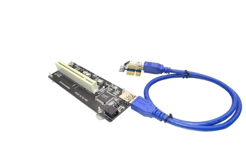 PCIE PCI-E PCI Express X1 zu PCI Riser-Karte Buskarte Hocheffizienter Adapterkonverter USB 3.0-Kabel für Desktop-PC ASM1083-Chip