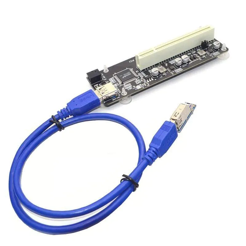 PCIE PCI-E PCI Express X1 zu PCI Riser-Karte Buskarte Hocheffizienter Adapterkonverter USB 3.0-Kabel für Desktop-PC ASM1083-Chip