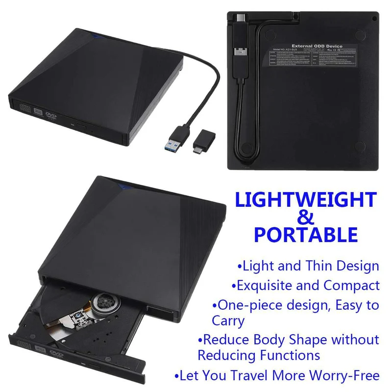 Typ-C/USB3.0 Hochgeschwindigkeits-externes CD-DVD-Laufwerk, 4K-3D-Player-Recorder für Mac, Windows-Laptop, PC, tragbares BD/CD/DVD-Brenner-Laufwerk