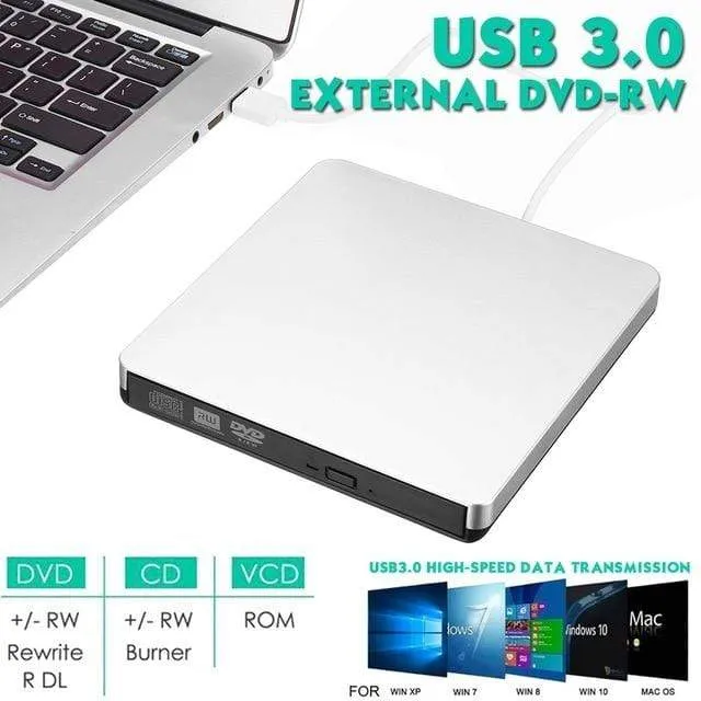 Typ-C/USB3.0 Hochgeschwindigkeits-externes CD-DVD-Laufwerk, 4K-3D-Player-Recorder für Mac, Windows-Laptop, PC, tragbares BD/CD/DVD-Brenner-Laufwerk