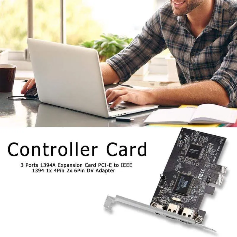 3 Ports 1394A Erweiterungskarte PCI-E 1X zu IEEE 1394 DV Videoadapter 1x 4Pin 2x 6Pin Controller für Desktop-PC