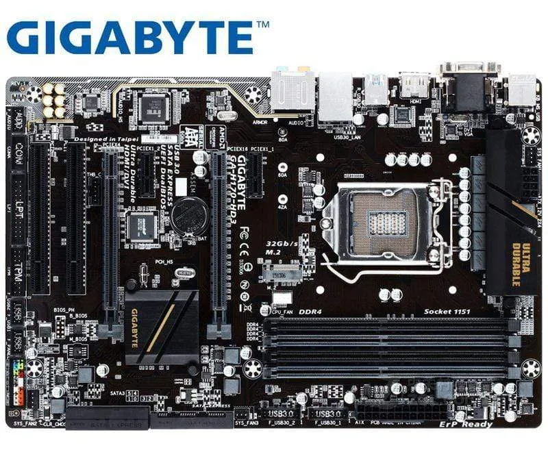 Desktop-Motherboard für Gigabyte H170-HD3 für Intel LGA 1151 DDR4 32 GB USB2.0 USB3.0 DVI H170 gebrauchter Desktop-Motherboard-Verkauf