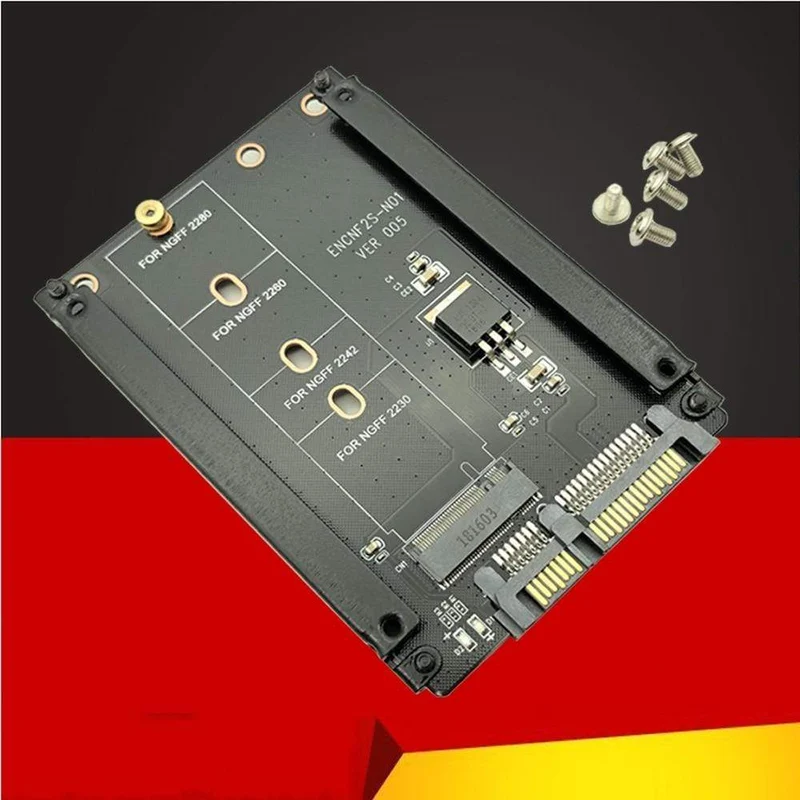 Metallgehäuse B+M Key M.2 NGFF SSD auf 2.5 SATA 6 Gbit/s Adapterkarte mit Gehäusesockel M2 NGFF Adapter mit 5 Schrauben M.2 SATA Adapter