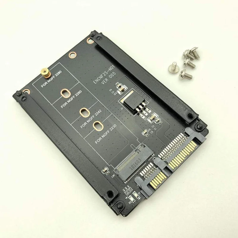 Metallgehäuse B+M Key M.2 NGFF SSD auf 2.5 SATA 6 Gbit/s Adapterkarte mit Gehäusesockel M2 NGFF Adapter mit 5 Schrauben M.2 SATA Adapter