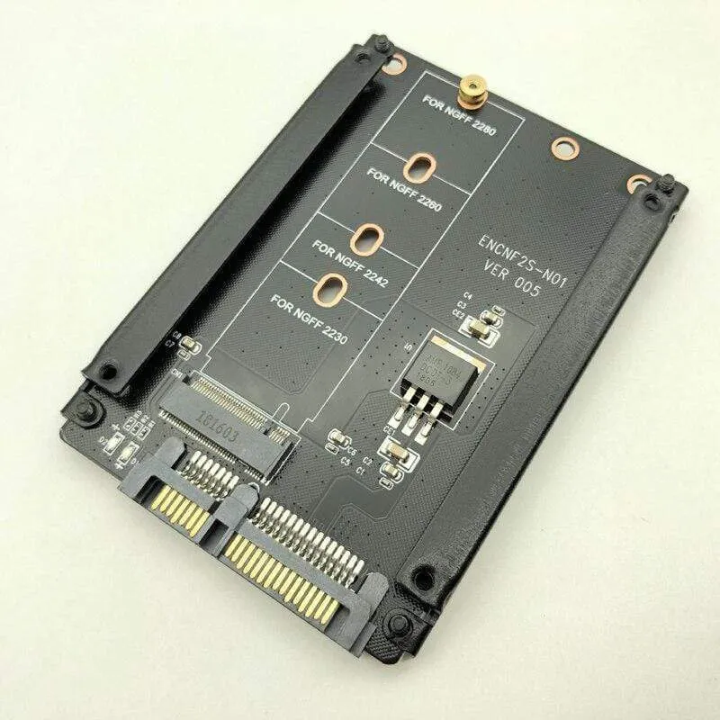 Metallgehäuse B+M Key M.2 NGFF SSD auf 2.5 SATA 6 Gbit/s Adapterkarte mit Gehäusesockel M2 NGFF Adapter mit 5 Schrauben M.2 SATA Adapter