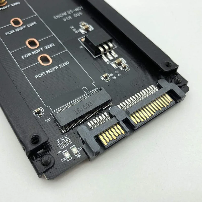 Metallgehäuse B+M Key M.2 NGFF SSD auf 2.5 SATA 6 Gbit/s Adapterkarte mit Gehäusesockel M2 NGFF Adapter mit 5 Schrauben M.2 SATA Adapter