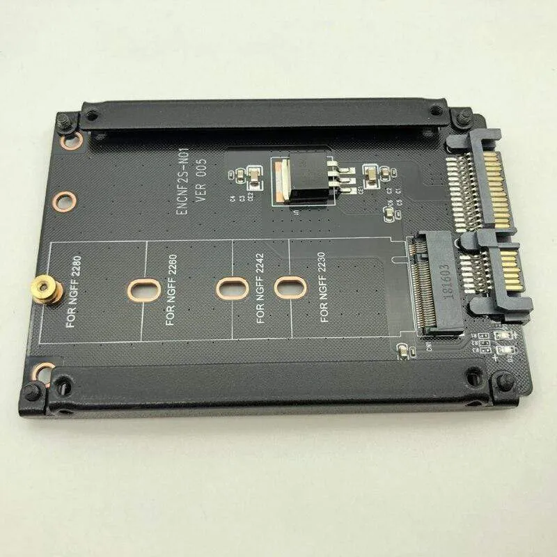 Metallgehäuse B+M Key M.2 NGFF SSD auf 2.5 SATA 6 Gbit/s Adapterkarte mit Gehäusesockel M2 NGFF Adapter mit 5 Schrauben M.2 SATA Adapter
