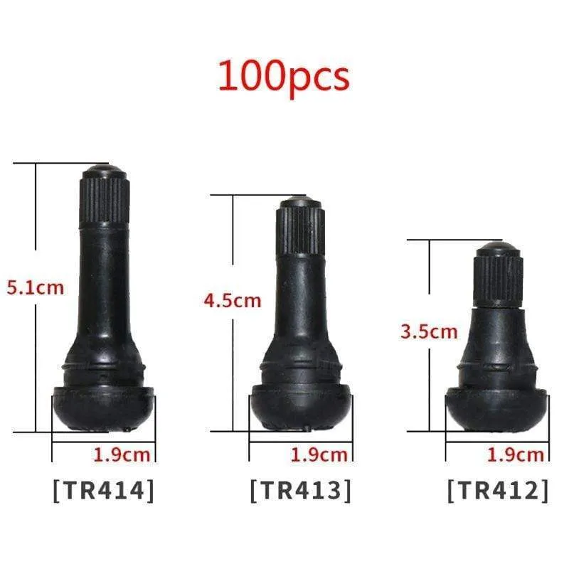 100 Stück TR414/TR413/TR412 Gummireifen-Ventilkappe für Auto, LKW, schlauchloser Reifen, Ventilschaftabdeckung