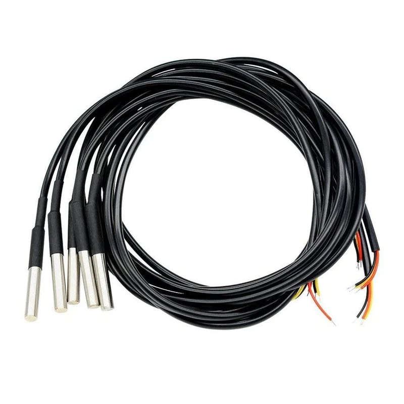 DS18B20 Wasserdichter digitaler Temperatursensor, Thermistor, Thermokabel, 5 Stück, unverzichtbares Zubehör