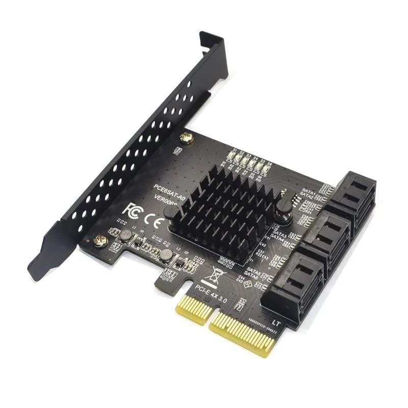 SATA PCI e Adapter 6 Anschlüsse SATA 3.0 an PCI Express x4 Erweiterungskarte SATA3.0 PCIe PCI-e SATA Controller für Festplatte ASMedia ASM1166