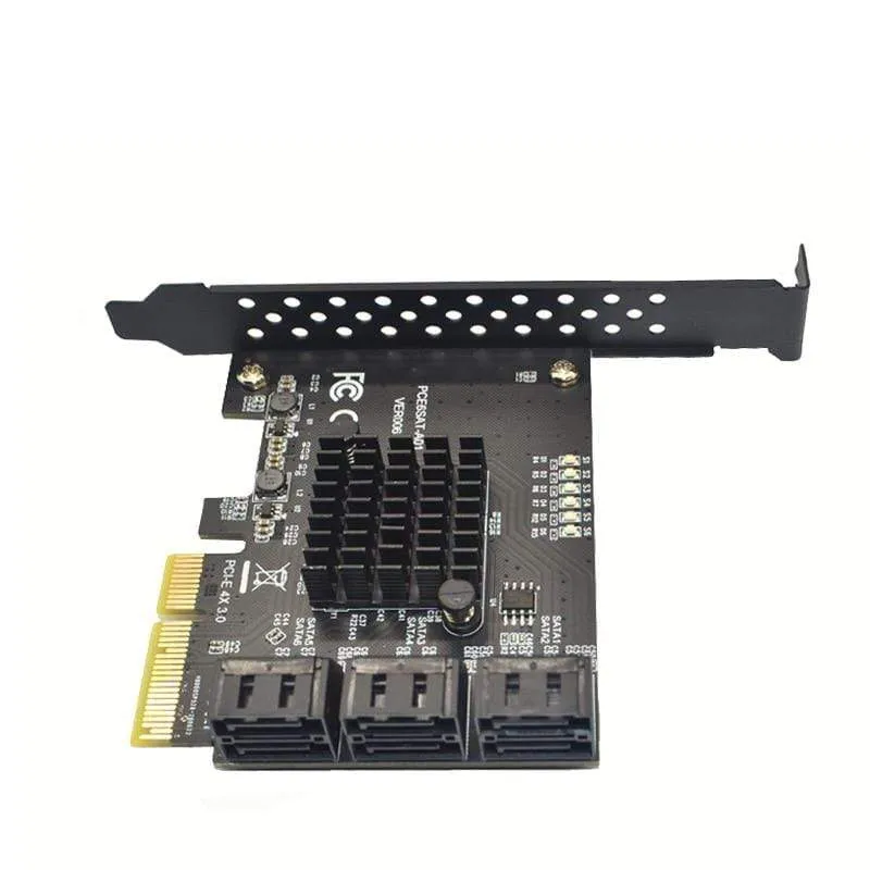 SATA PCI e Adapter 6 Anschlüsse SATA 3.0 an PCI Express x4 Erweiterungskarte SATA3.0 PCIe PCI-e SATA Controller für Festplatte ASMedia ASM1166