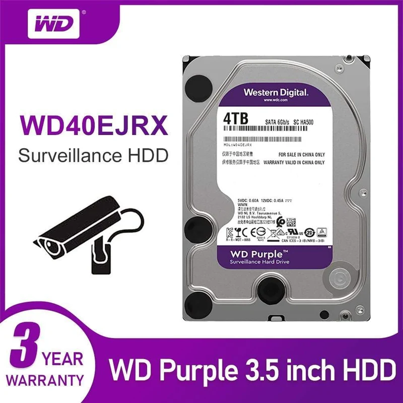 4 TB HDD-Überwachungsfestplatte – 5400 U/min Klasse SATA 6 Gbit/s 64 MB Cache 3.5 Zoll – WD40EJRX Kamera-IP