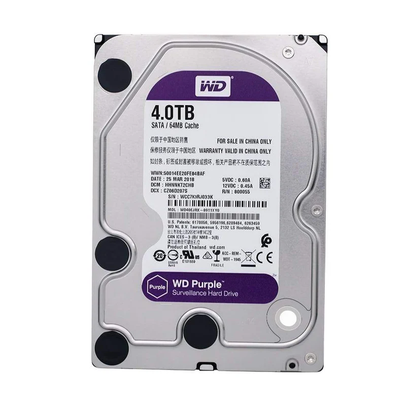 4 TB HDD-Überwachungsfestplatte – 5400 U/min Klasse SATA 6 Gbit/s 64 MB Cache 3.5 Zoll – WD40EJRX Kamera-IP