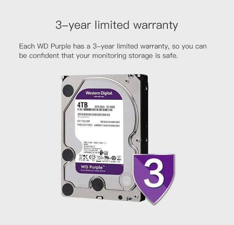 4 TB HDD-Überwachungsfestplatte – 5400 U/min Klasse SATA 6 Gbit/s 64 MB Cache 3.5 Zoll – WD40EJRX Kamera-IP