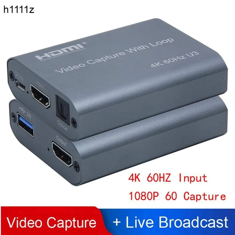 4K 60HZ USB 3.0 Loop Out Audio Video Capture Card 1080P 60fps HDMI Video Grabber Box für PS4 Spiel Kamera Recorder Live-Streaming