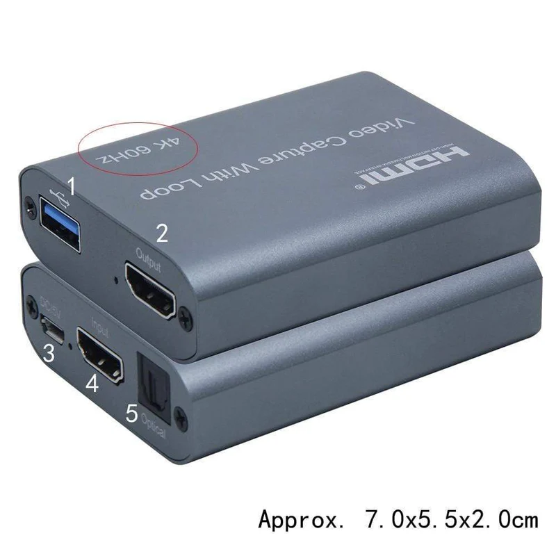 4K 60HZ USB 3.0 Loop Out Audio Video Capture Card 1080P 60fps HDMI Video Grabber Box für PS4 Spiel Kamera Recorder Live-Streaming