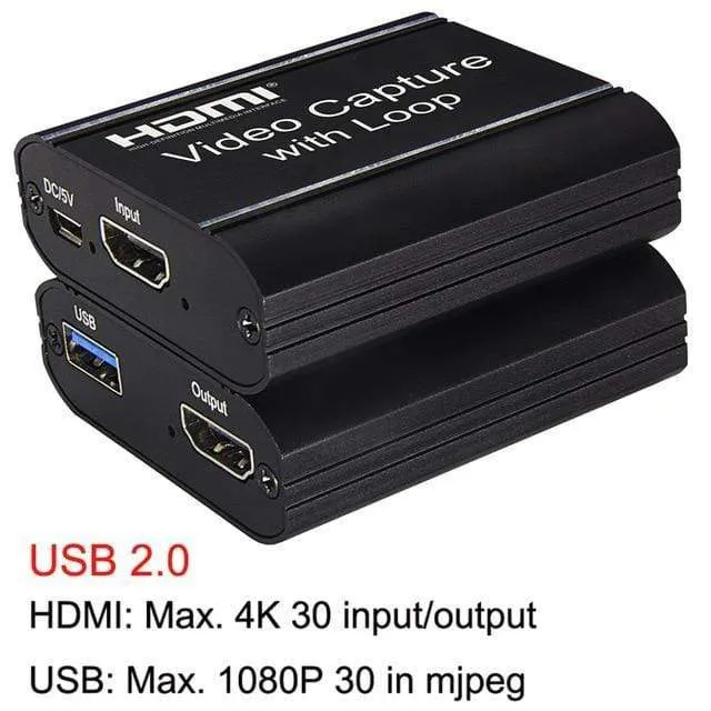 4K 60HZ USB 3.0 Loop Out Audio Video Capture Card 1080P 60fps HDMI Video Grabber Box für PS4 Spiel Kamera Recorder Live-Streaming