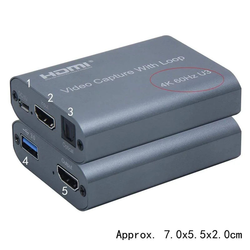 4K 60HZ USB 3.0 Loop Out Audio Video Capture Card 1080P 60fps HDMI Video Grabber Box für PS4 Spiel Kamera Recorder Live-Streaming