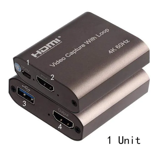 4K 60HZ USB 3.0 Loop Out Audio Video Capture Card 1080P 60fps HDMI Video Grabber Box für PS4 Spiel Kamera Recorder Live-Streaming