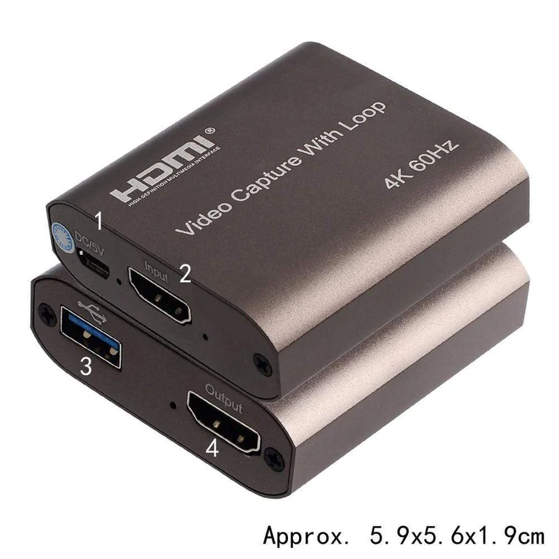 4K 60HZ USB 3.0 Loop Out Audio Video Capture Card 1080P 60fps HDMI Video Grabber Box für PS4 Spiel Kamera Recorder Live-Streaming