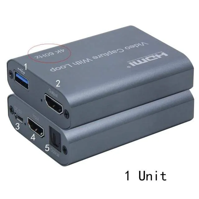 4K 60HZ USB 3.0 Loop Out Audio Video Capture Card 1080P 60fps HDMI Video Grabber Box für PS4 Spiel Kamera Recorder Live-Streaming