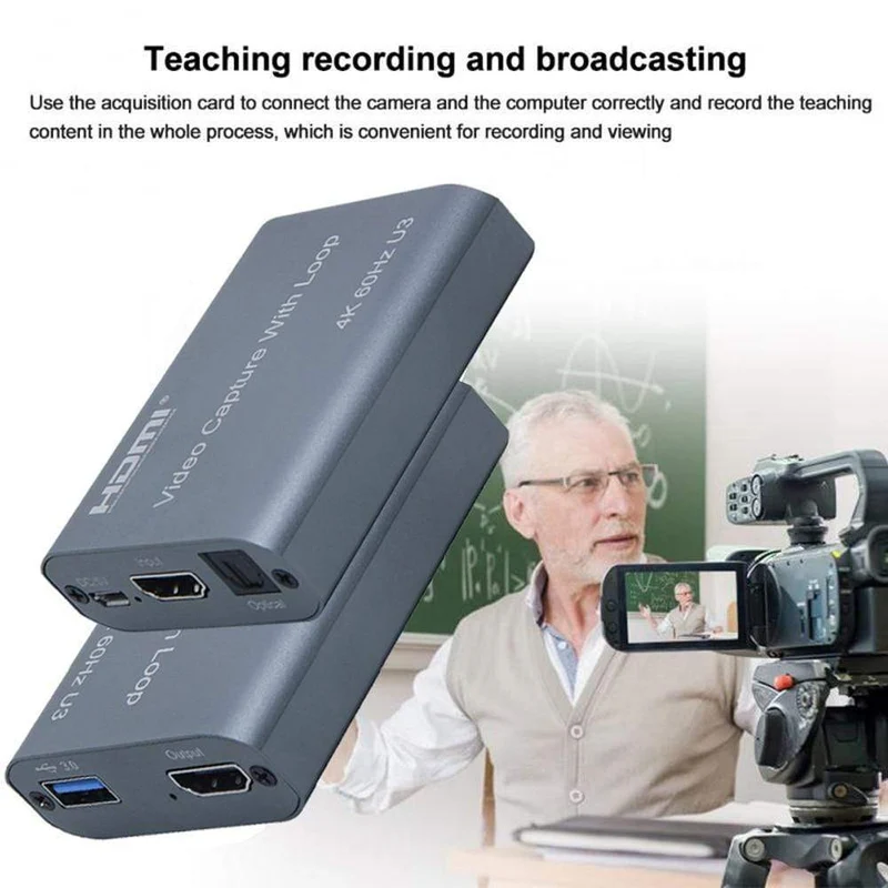 4K 60HZ USB 3.0 Loop Out Audio Video Capture Card 1080P 60fps HDMI Video Grabber Box für PS4 Spiel Kamera Recorder Live-Streaming