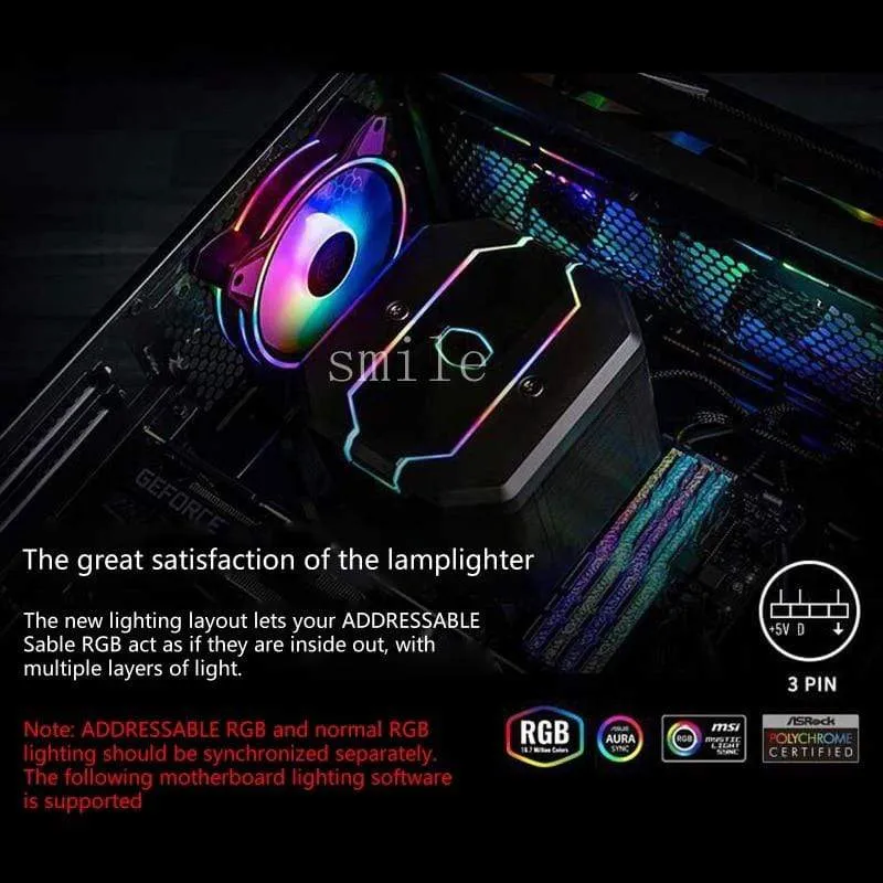 Kühler Master Master Lüfter MF120 HALO Adressierbarer RGB-Lüfter mit zwei Ringen für PC-Computergehäuse Flüssigkeitskühler