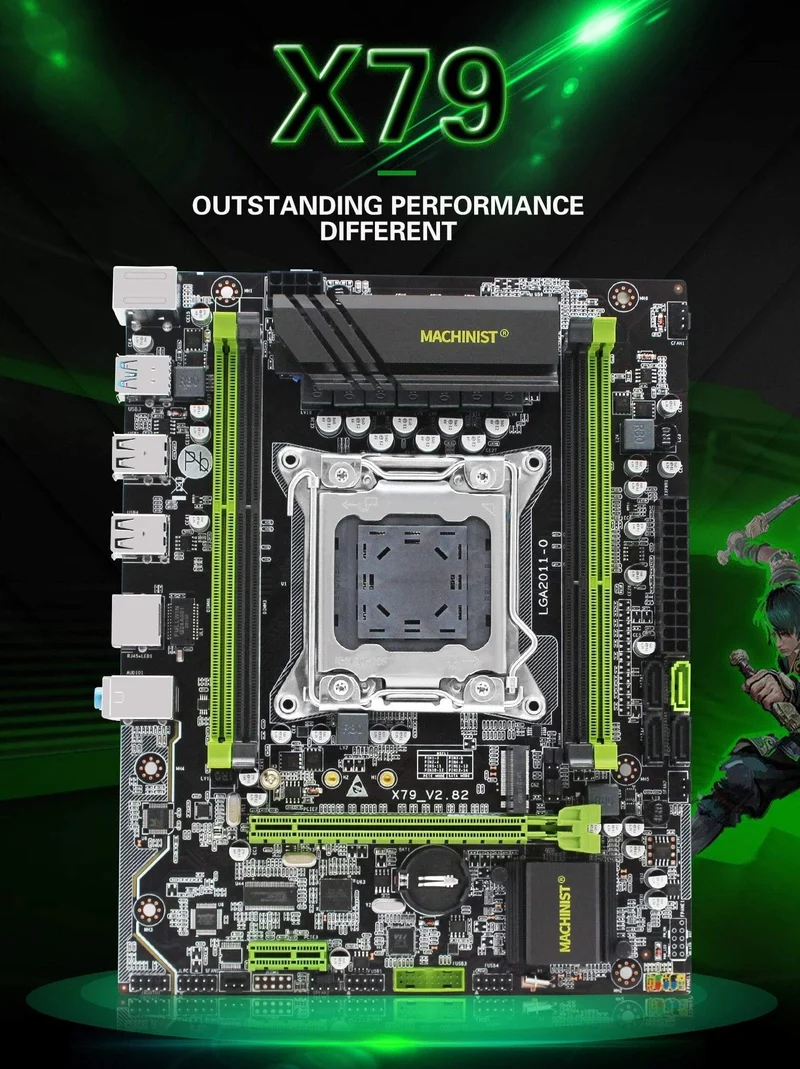 X79 LGA2011 Desktop-Motherboard LGA 2011 unterstützt DDR3 REG ECC RAM Intel Xeon E5 v1 & v2 Prozessor X79 V2.82 Mainboard
