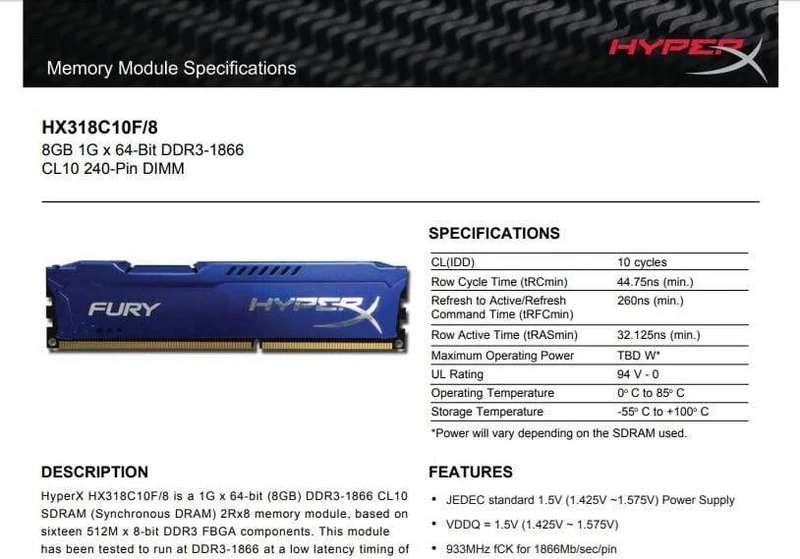 Kingston HyperX RAM-Speicher DDR3 8 GB 4 GB 1600 MHz 1866 MHz RAM DDR3 8 GB PC3-12800 Desktop-Speicher für Gaming DIMM