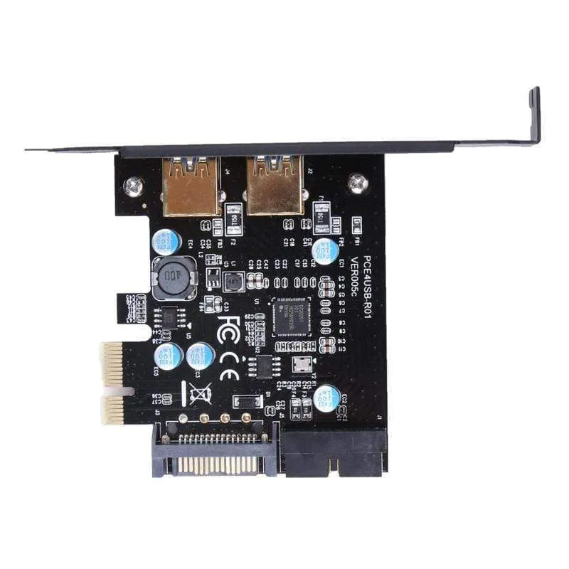 Superschnelles PCI-E zu USB 3.0 mit 2 USB-Anschlüssen. PCI-Express-Erweiterungskarte, 19-poliger Stromanschluss, unterstützt PCIE 1X, 4X, 8X, 16X