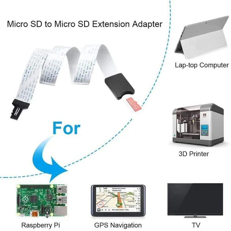 Micro SD Buchse zu Micro SD Stecker Verlängerungskabel TF zu TF Kartenleser Flexibler Extender Adapter für Auto GPS 3D Drucker Drucker TV
