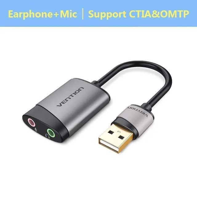 Externe USB-Soundkarte, USB-auf-3.5-mm-Audio-Adapter, USB-auf-Kopfhörer-Mikrofon für MacBook, Computer, Laptop, PS4, Soundkarte
