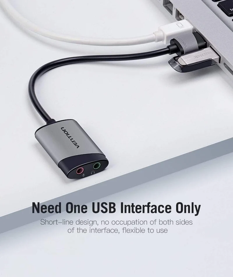 Externe USB-Soundkarte, USB-auf-3.5-mm-Audio-Adapter, USB-auf-Kopfhörer-Mikrofon für MacBook, Computer, Laptop, PS4, Soundkarte