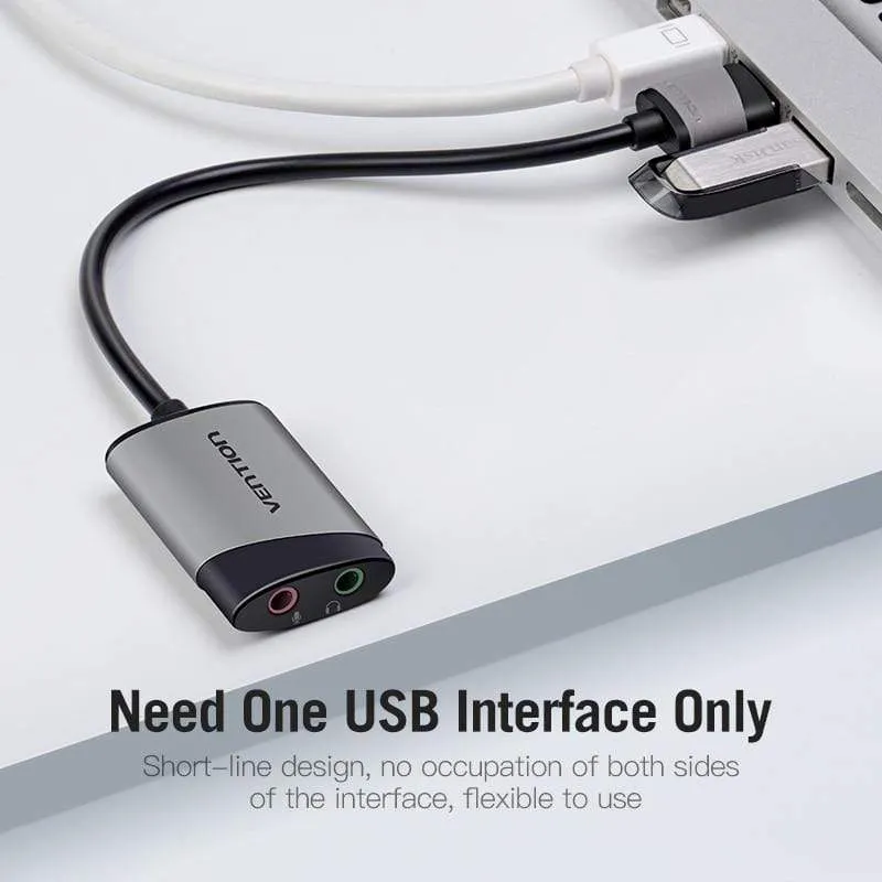 Externe USB-Soundkarte, USB-auf-3.5-mm-Audio-Adapter, USB-auf-Kopfhörer-Mikrofon für MacBook, Computer, Laptop, PS4, Soundkarte