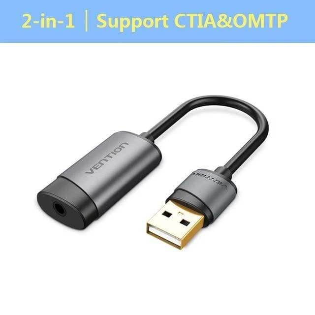 Externe USB-Soundkarte, USB-auf-3.5-mm-Audio-Adapter, USB-auf-Kopfhörer-Mikrofon für MacBook, Computer, Laptop, PS4, Soundkarte