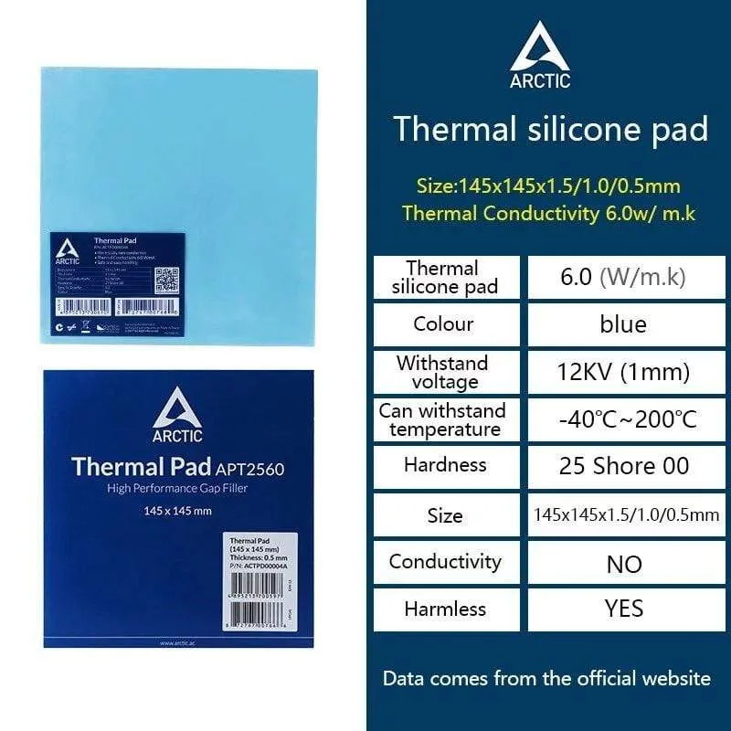 ARCTIC AC Wärmeleitpad 6.0 ​​W/mK 0.5/1.0/1.5 mm Hocheffiziente Wärmeleitfähigkeit Original authentisches Arctic Wärmeleitpad