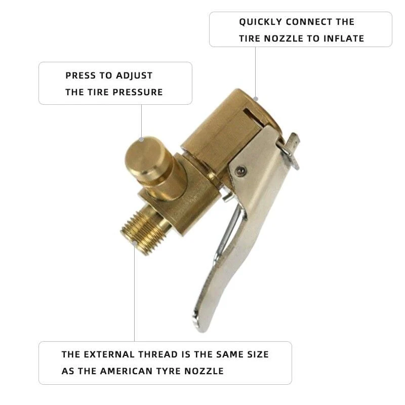 8 mm, Handstück am Schlauch zum Aufpumpen der Räder mit Überdruckventil, passender Adapter, Schnellverschluss-Pumphandstück
