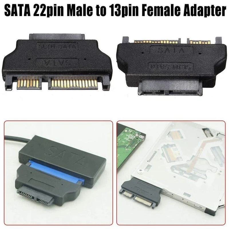 Slimline-SATA-Adapter Serial ATA 7+15 22-poliger Stecker auf Slim 7+6 13-polige Buchse für Desktop-Laptop-HDD-CD-ROM-Festplattenlaufwerk