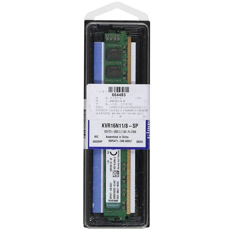 Kingston 8 GB DDR 3 1600 MHz Desktop Value Ram KVR16N11/8