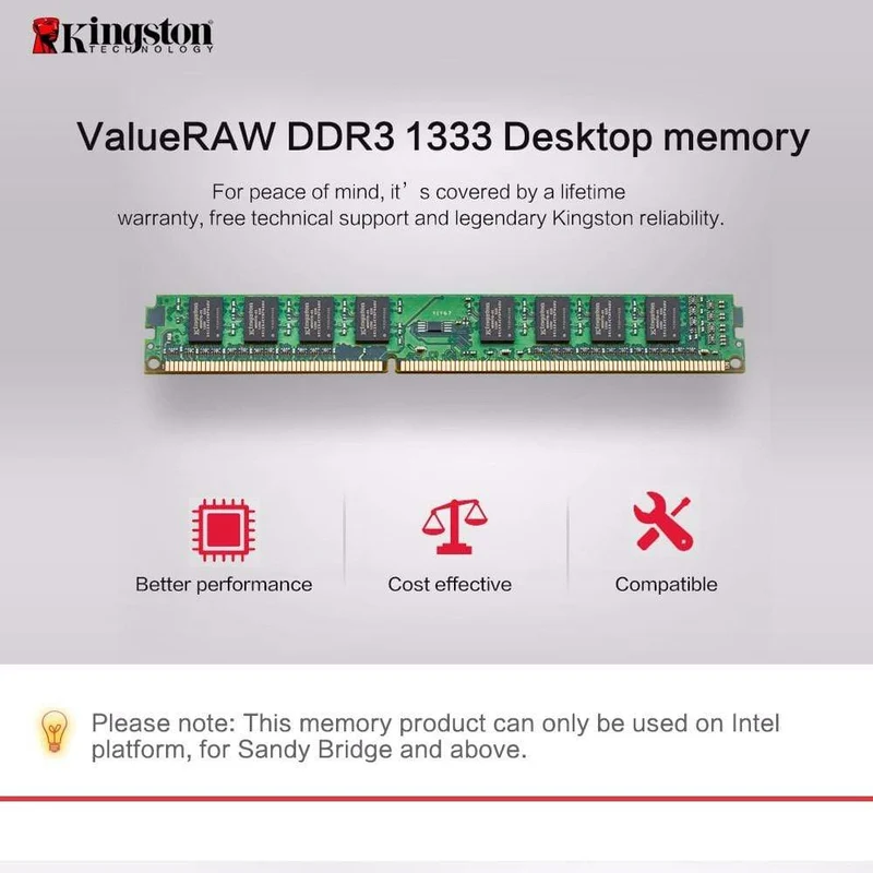Kingston 8 GB DDR 3 1600 MHz Desktop Value Ram KVR16N11/8