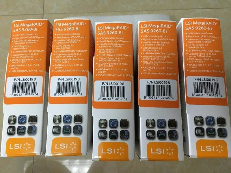 RaidStorage Avago LSI MegaRAID SAS 9260-8i LSI00198 8 Port 512 MB Cache SFF8087 6 GB RAID0.1.5.6 PCI-E 2.0 X8 Controller-Karte