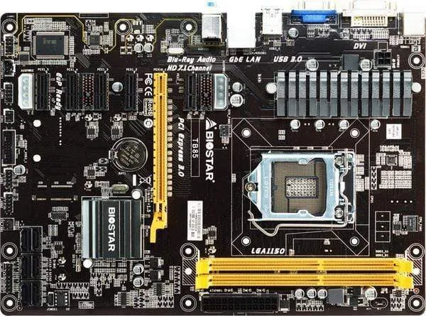 Verwendet, 6PCI-E Professional Mining BTC PRO Verwendet für Biostar TB85 Desktop-Motherboard B85 LGA 1150 DDR3 16G SATA3 USB3.0