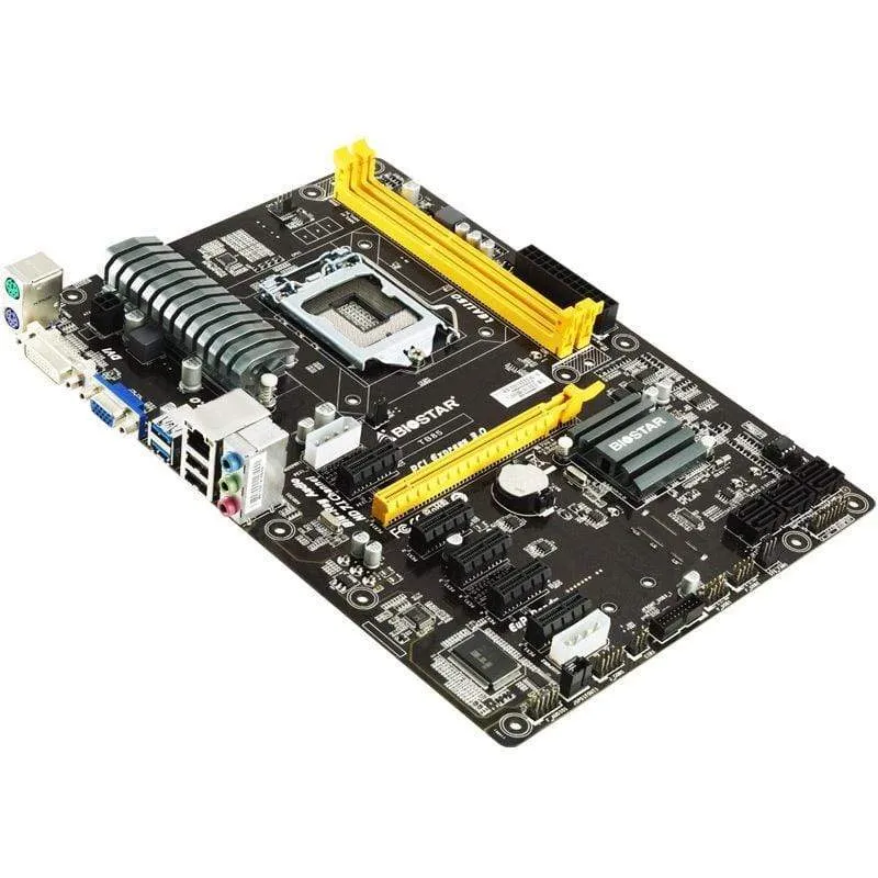 Verwendet, 6PCI-E Professional Mining BTC PRO Verwendet für Biostar TB85 Desktop-Motherboard B85 LGA 1150 DDR3 16G SATA3 USB3.0