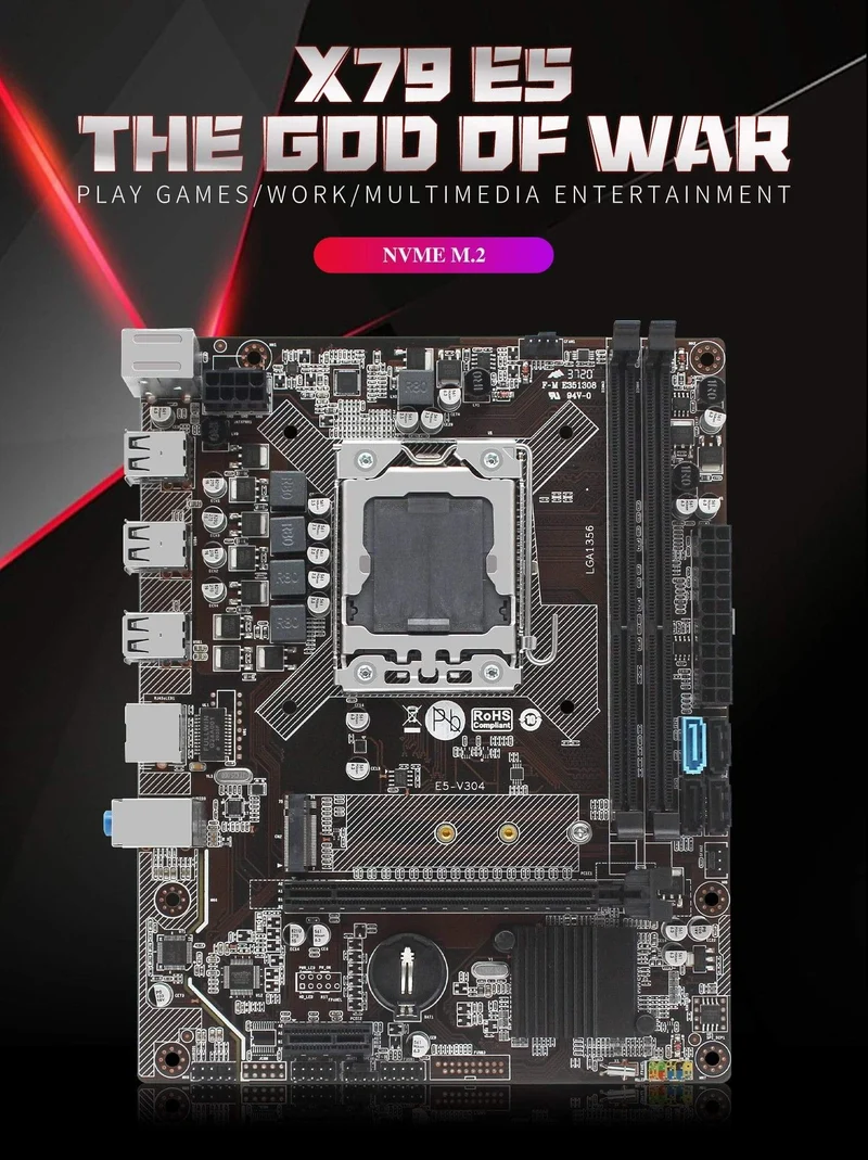 X79 LGA 1356 Desktop-Motherboard M.2 NVME unterstützt Dual Channel DDR3 REG ECC Server RAM und xeon E5 CPU Mainboard E5 V304