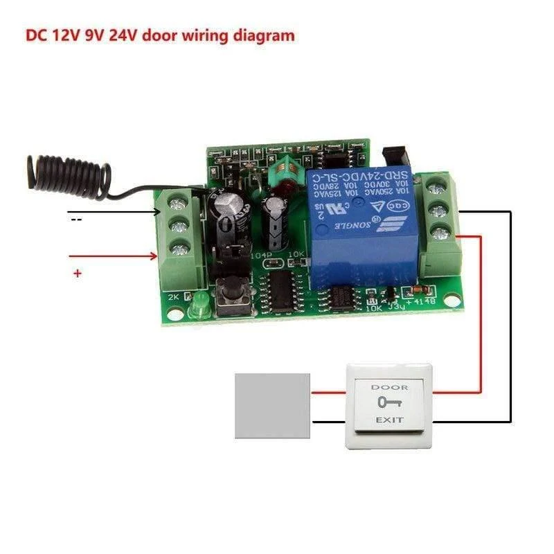 Drahtloser HF-Fernbedienungslichtschalter 10A Relaisausgang Radio DC 9V 12V 24V 1 CH Kanal 1CH Empfangsmodul + Sender
