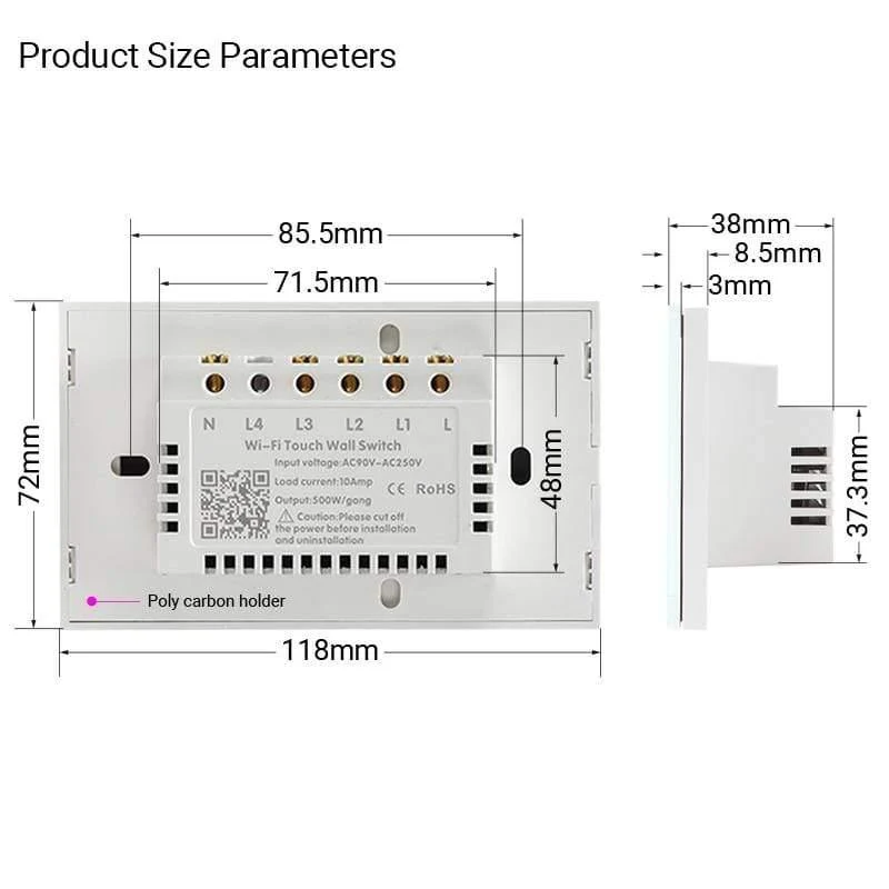 Wifi Wall Touch Sensitive Schalter Fernbedienung 1 2 3 4-Gang-LED-LED-Licht Smart Touchscreen-Schalter Glas US-Standard