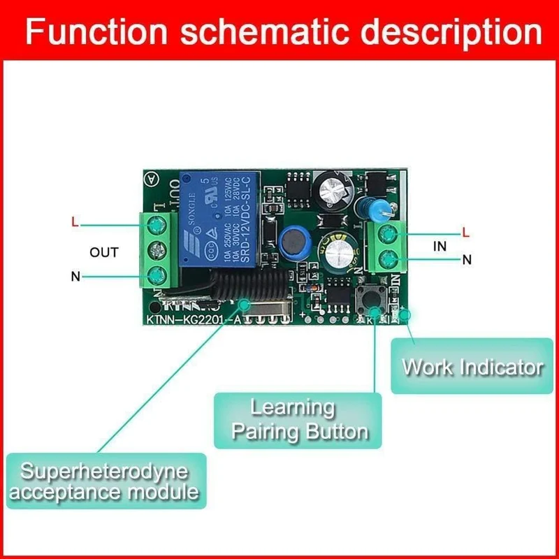 KTNNKG 433MHz 220V Lampe Drahtloser Fernbedienungsschalter EIN / AUS AC110V Fernbedienung Empfänger Sender Für LED-Glühbirne DIY