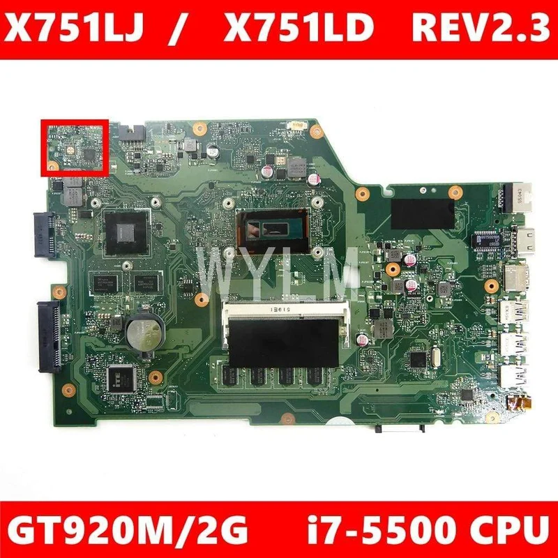 X751LJ i7-5500CPU 4 GB RAM GT920M / V2G-Hauptplatine REV2.3 Für ASUS X751L R752LA R752LD X751LN X751LD X751LJ A751L Laptop-Motherboard