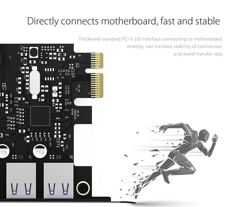 USB 3.0 PCI-E-Erweiterungskarte 5 Ports Hub-Adapter Externer Controller Express-Karte mit 4-poligem Stromanschlusskabel